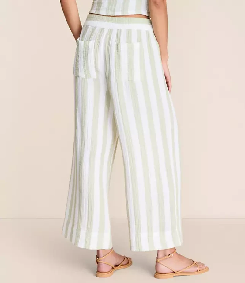 Petite Lou & Grey Striped Triple Cloth Wide Leg Crop Pants