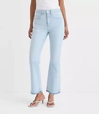 Rivete Petite Curvy Unpicked High Rise Wide Leg Crop Jeans Wave Wash