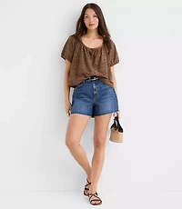 Petite Eyelet Puff Sleeve Blouse