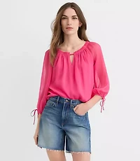 Petite Tie Cuff Off The Shoulder Blouse