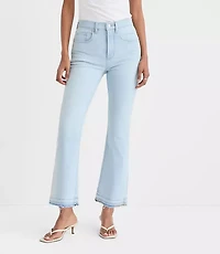 Rivete Petite Unpicked High Rise Wide Leg Crop Jeans Wave Wash