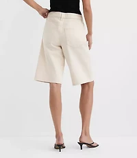 Rivete Curvy High Rise Denim Bermuda Shorts Ivory