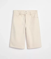 Rivete Curvy High Rise Denim Bermuda Shorts Ivory