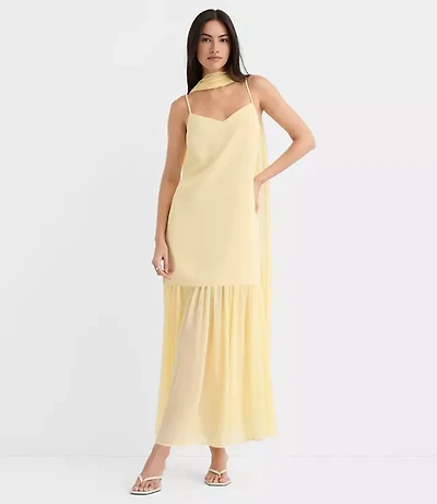 Tall Scarf Mixed Media Maxi Dress