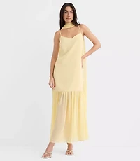 Tall Scarf Mixed Media Maxi Dress