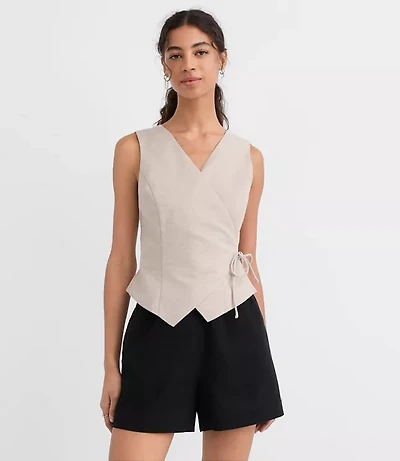 Shimmer Linen Cotton Wrap Tank Top