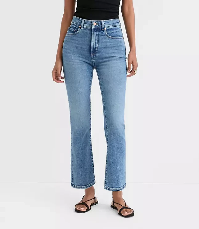 Rivete Tall High Rise Kick Crop Jeans Authentic Mid Vintage Wash