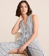 Petite Lou & Grey Striped Linen Cotton Tie Vest
