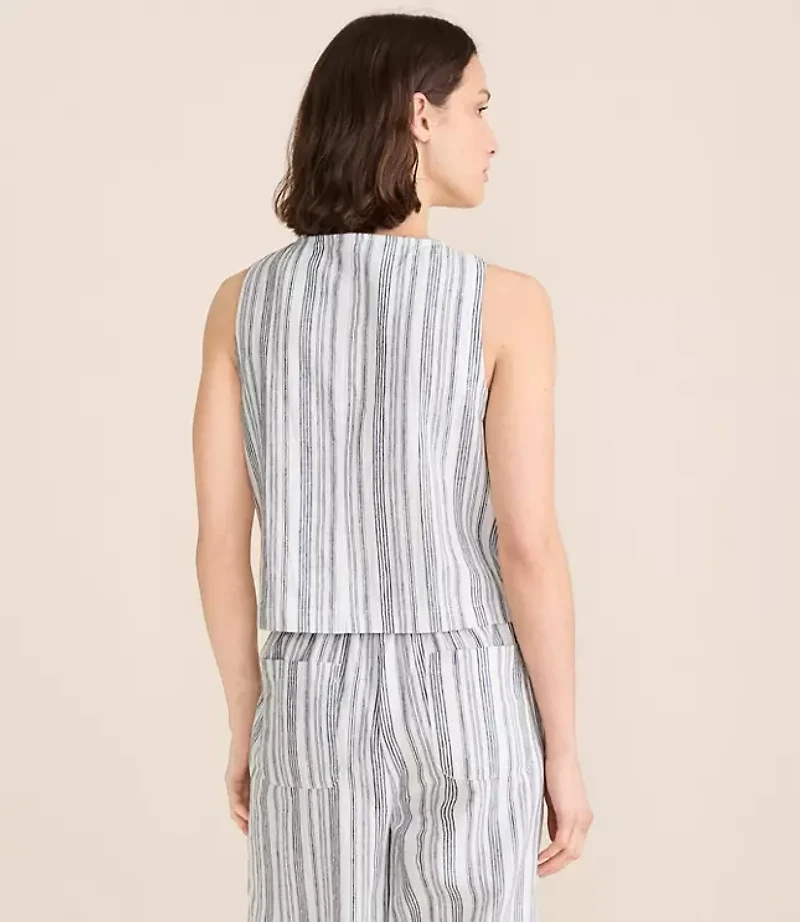 Petite Lou & Grey Striped Linen Cotton Tie Vest