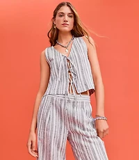 Petite Lou & Grey Striped Linen Cotton Tie Vest