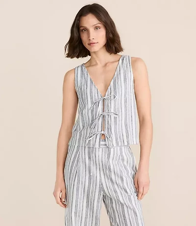 Petite Lou & Grey Striped Linen Cotton Tie Vest