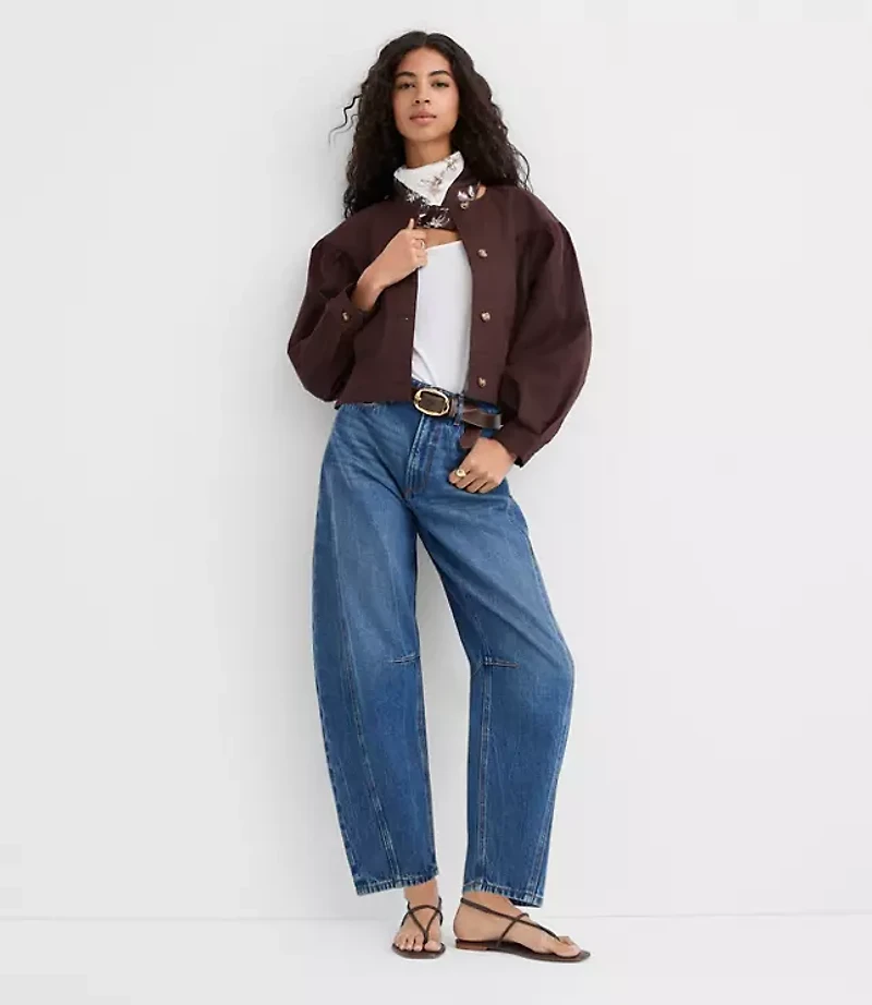 Petite Gathered Sleeve Twill Jacket