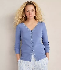 Haven Well Within Organic Cotton Rib Knit Lace Cardigan