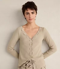 Haven Well Within Organic Cotton Rib Knit Lace Cardigan