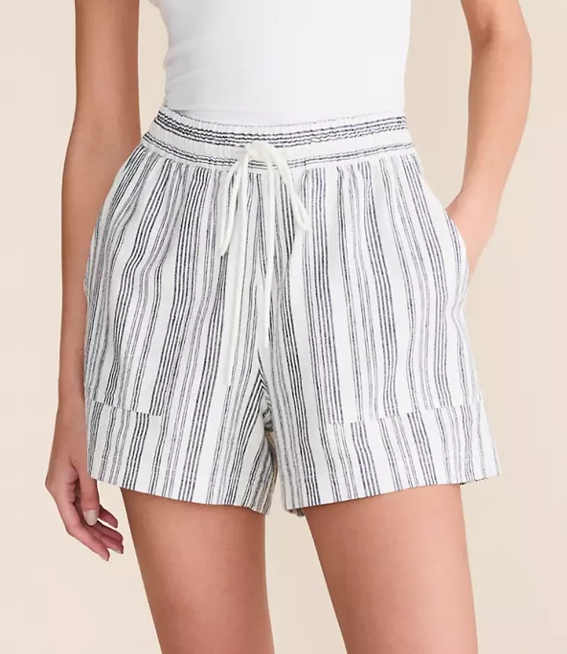 Petite Lou & Grey Striped Linen Cotton Shorts