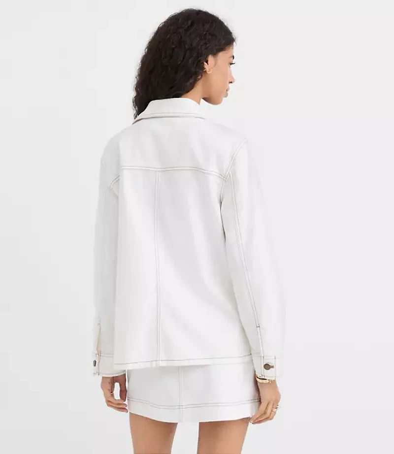 Petite Topstitched Twill Chore Jacket