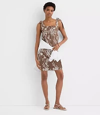 Floral Eyelet Tie Strap Mini Dress