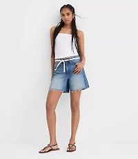 Rivete Fresh Cut Seamed Boyfriend Shorts Dark Wash