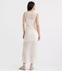 Petite Lace Ruched Boatneck Midi Dress