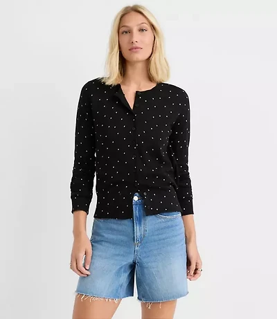 Dotted Modern Crew Neck Cardigan
