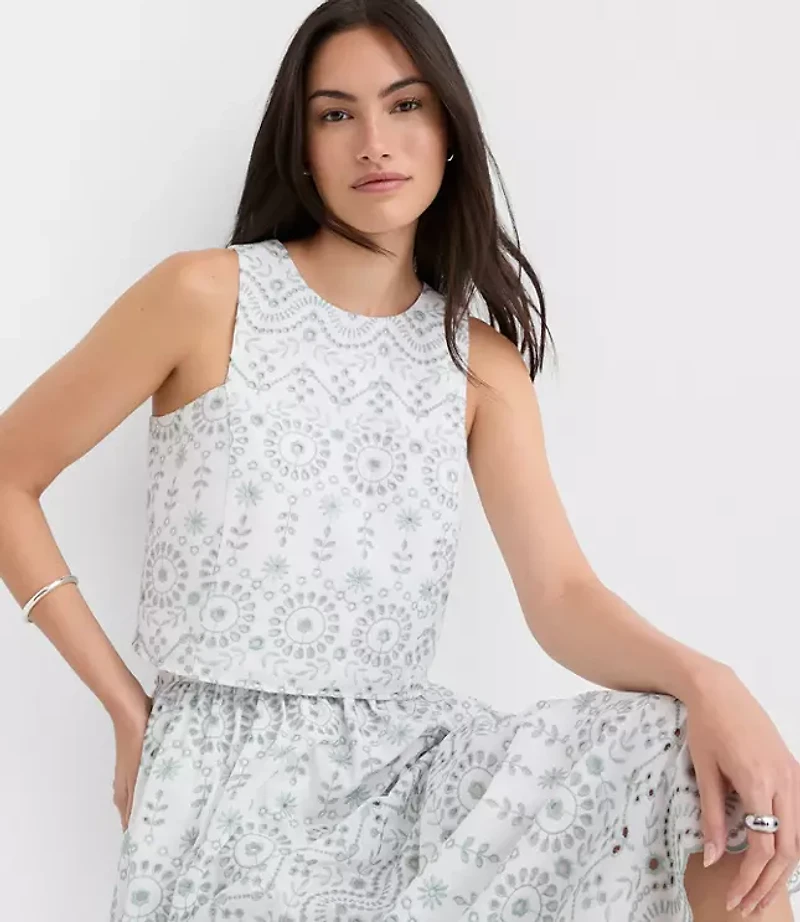 Petite Eyelet Poplin Shell