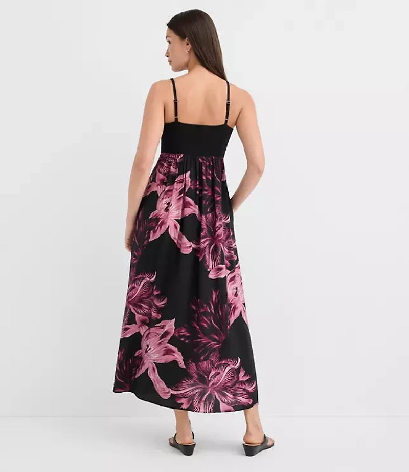 Petite Lily Mixed Media Strappy Midi Pocket Dress