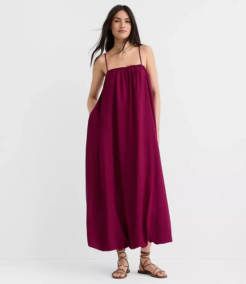 Petite Strappy Bubble Midi Pocket Dress