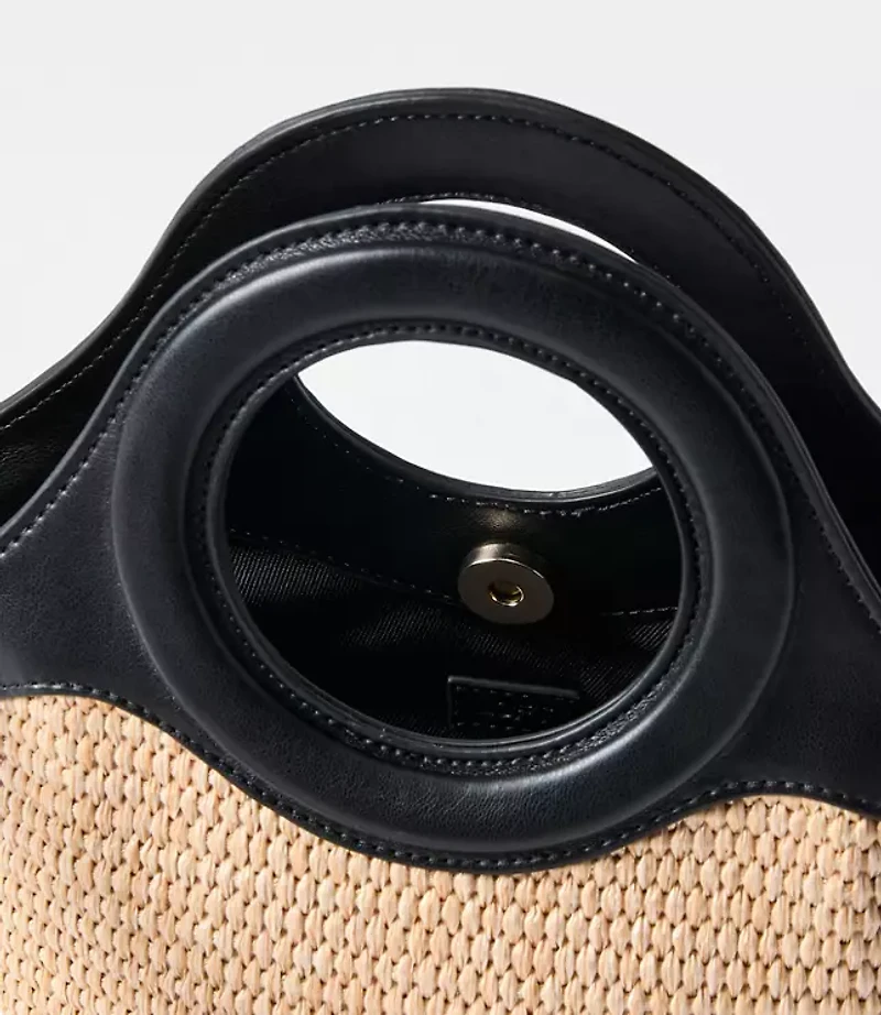 Mini Circle Handle Raffia Bag