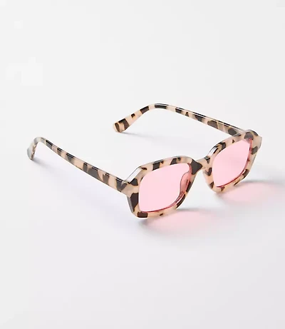 Tortoiseshell Print Small Square Sunglasses
