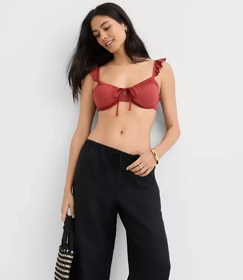 LOFT Beach Tie Ruffle Bikini Top