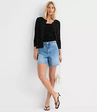 Petite Dotted Modern Crew Neck Cardigan