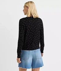 Petite Dotted Modern Crew Neck Cardigan