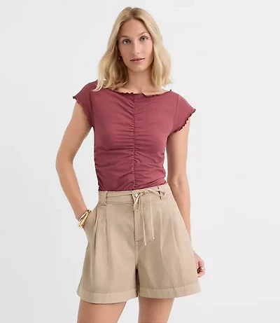Ruffle Trim Ruched Top