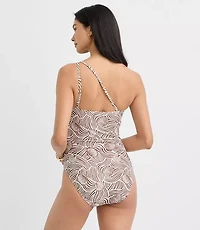 LOFT Beach Seashell Beaded One Shoulder Piece Swimsuit