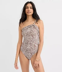 LOFT Beach Seashell Beaded One Shoulder Piece Swimsuit