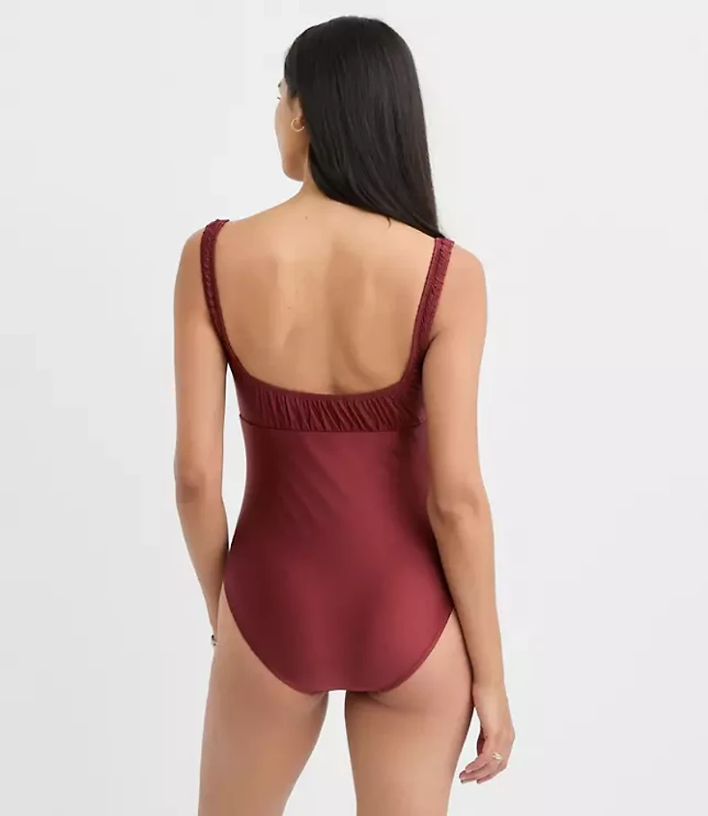 LOFT Beach Ruched One Piece Swimsuit