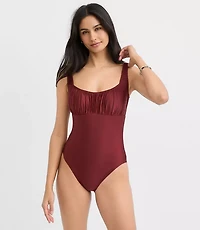 LOFT Beach Ruched One Piece Swimsuit
