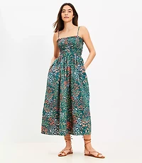 Garden Poplin Smocked Strappy Maxi Pocket Dress