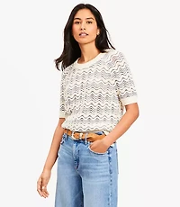 Wavy Stitch Raglan Sweater Tee