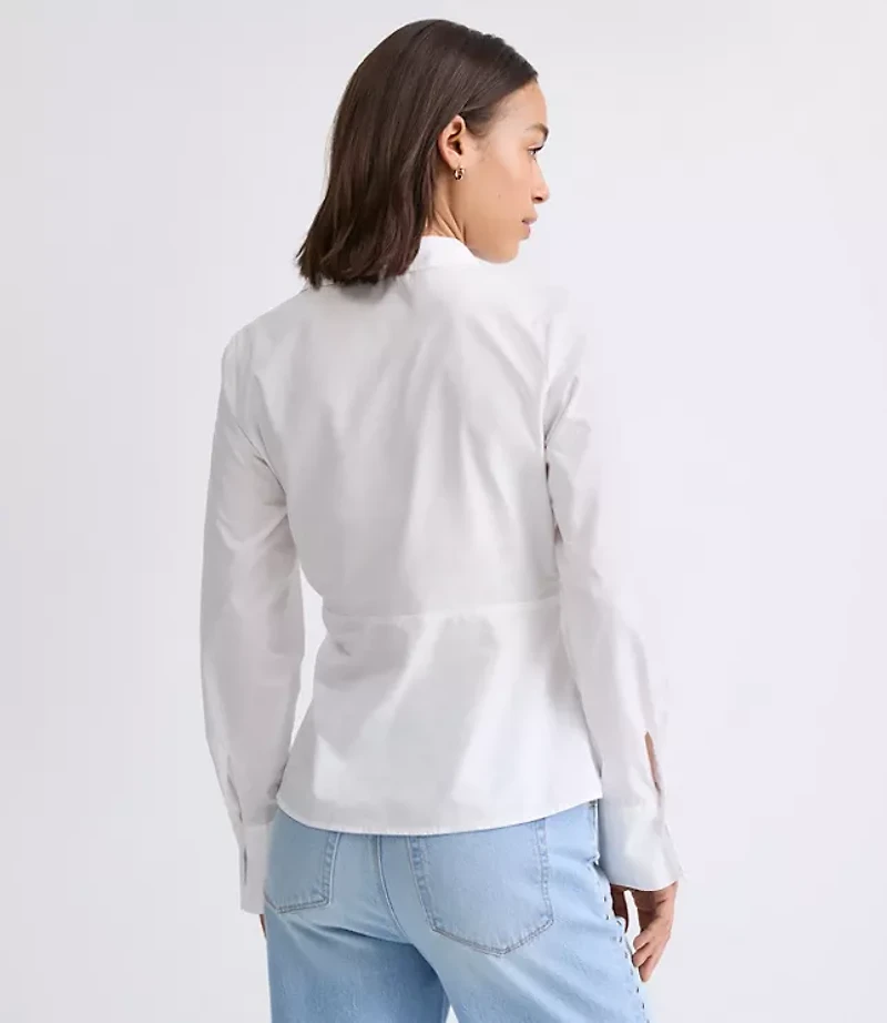 Side Shirred Poplin Shirt