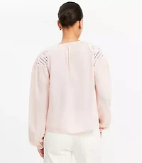 Petite Floral Crochet Yoke Blouse