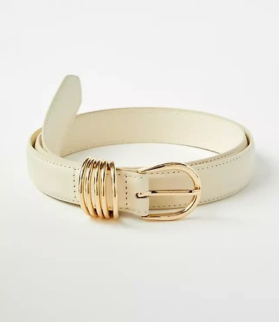 Stacked Metal Keeper Leather Belt