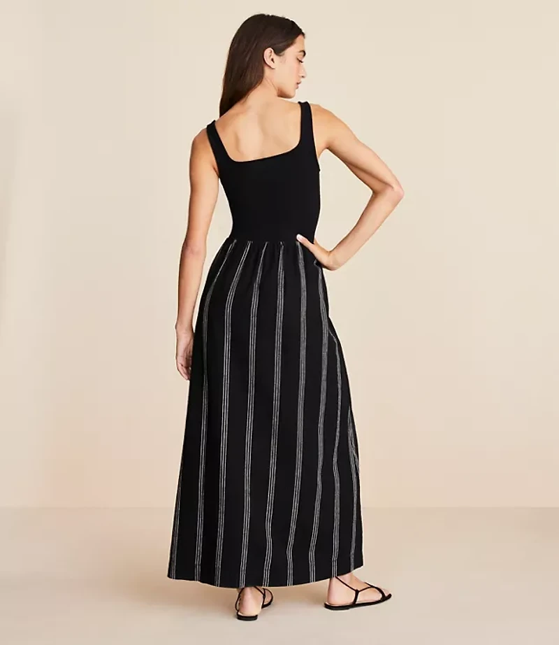 Lou & Grey Striped Mixed Media Maxi Pocket Dress