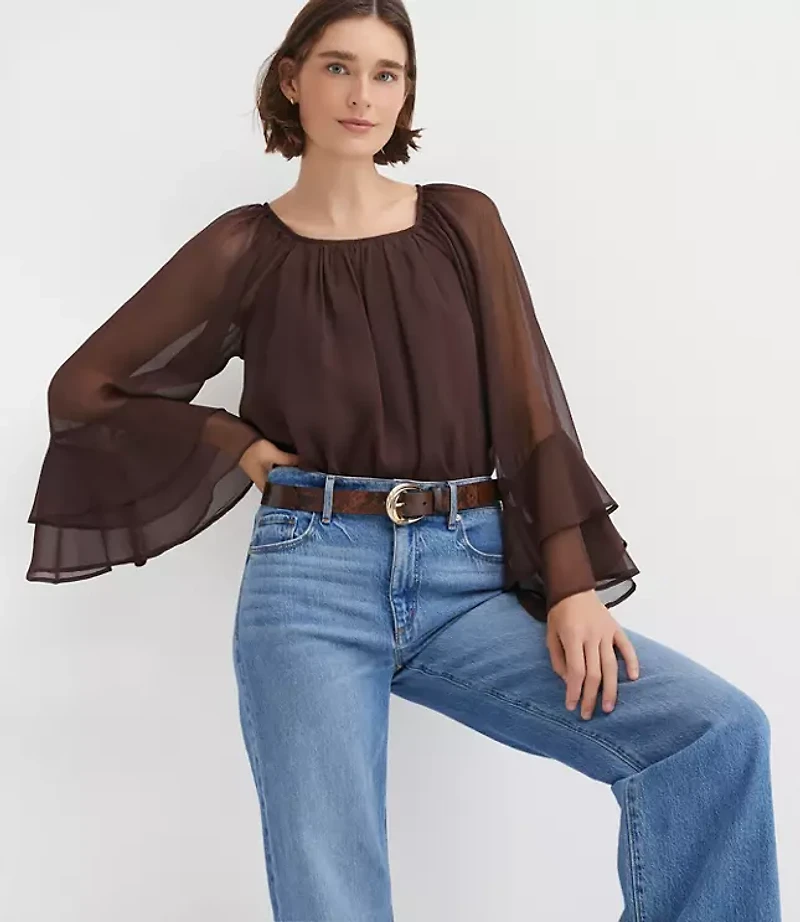 Tiered Ruffle Sleeve Blouse