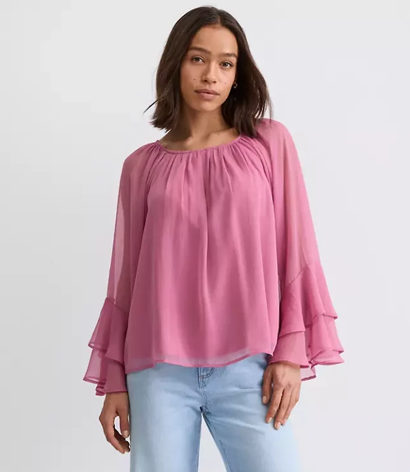 Tiered Ruffle Sleeve Blouse