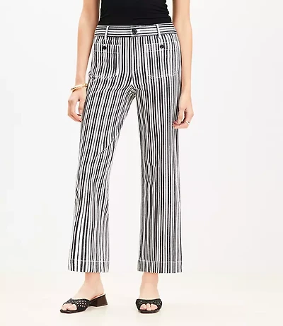 Petite Curvy Palmer Wide Leg Crop Pants in Stripe