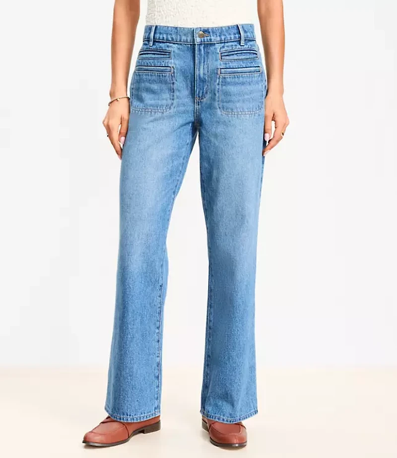 Mid Rise Relaxed Straight Jeans Vintage Wash