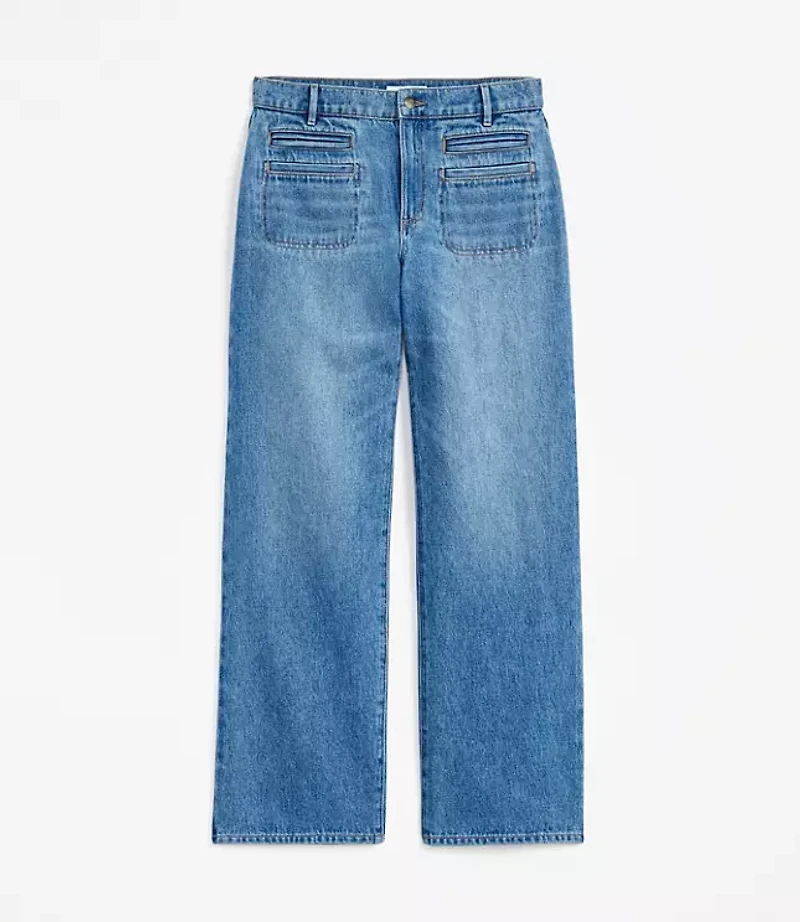 Mid Rise Relaxed Straight Jeans Vintage Wash