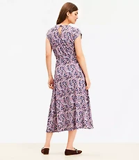 Paisley Cap Sleeve Midi Pocket Dress