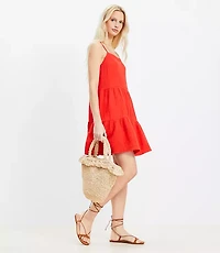 Petite LOFT Beach Triple Cloth Tiered Mini Dress